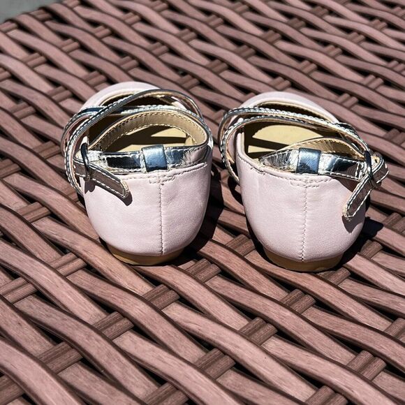 Janie & Jack Baby Silver and Pink Mary Jane Flats Dress Shoes Size 3, 18M - Picture 4 of 6